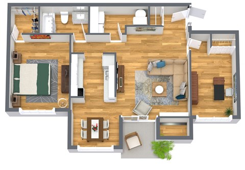1 Bed 1 Bath Darby Floorplan